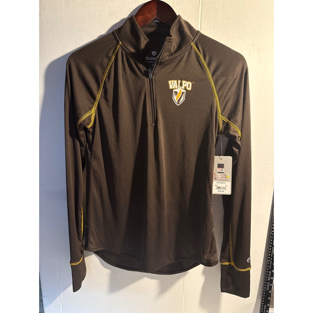 Colosseum Valparaiso Valpo Beacons Womens Quarter Zip Pullover Brown Medium NWT